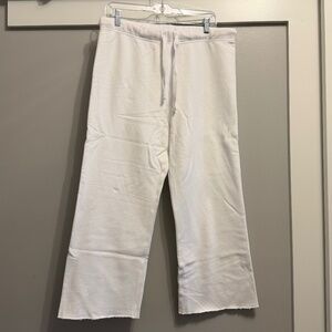 Frank & Eileen White Cropped Triple Fleece Sweatpants Size L